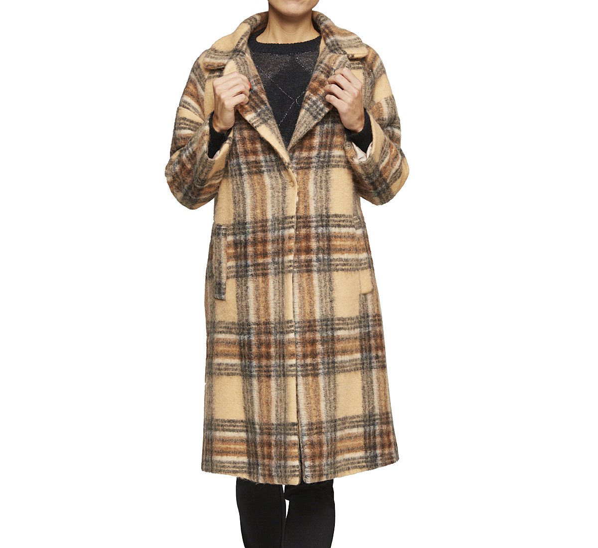 Cappotto fantasia in tessuto