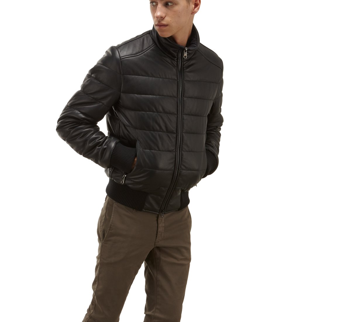 Bomber imbottito in morbida pelle