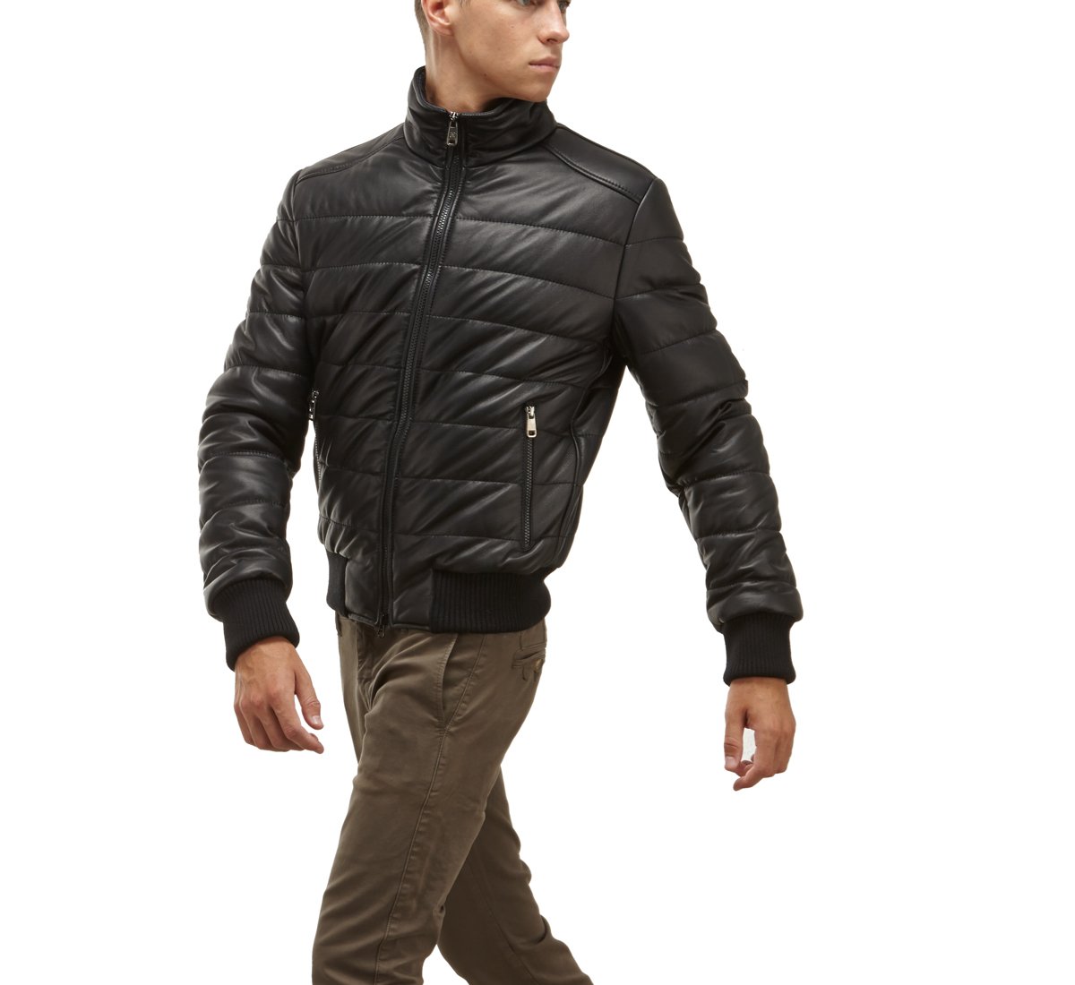 Bomber imbottito in morbida pelle