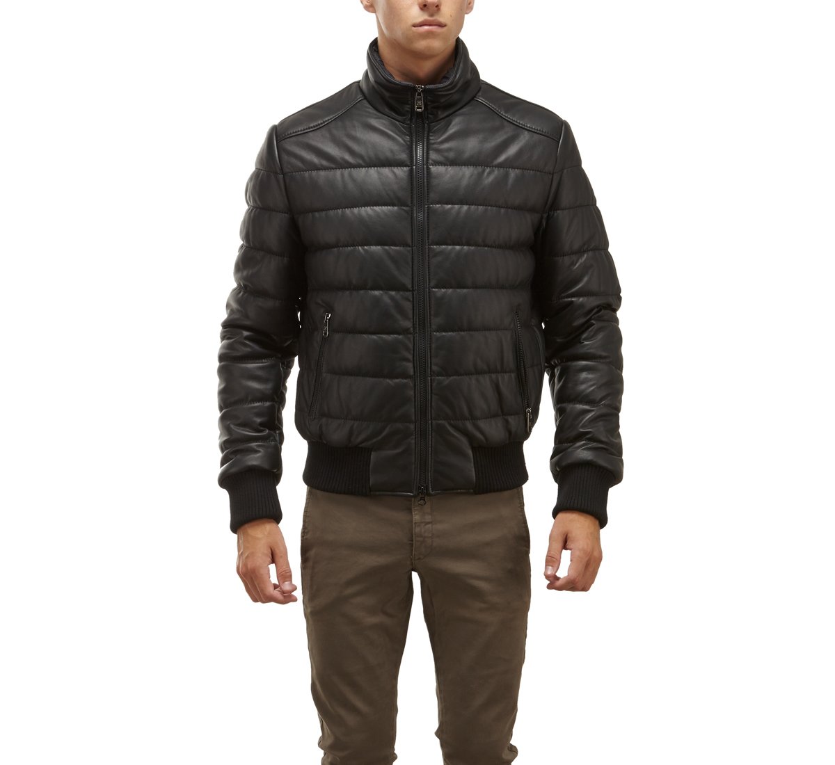 Bomber imbottito in morbida pelle