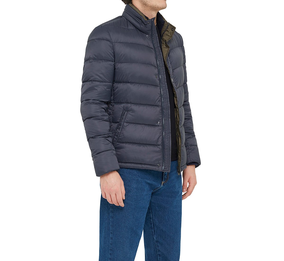 Quilted fabric down jacket
