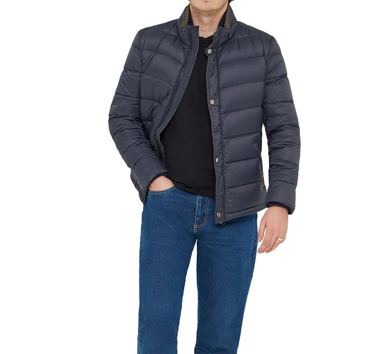 Quilted fabric down jacket