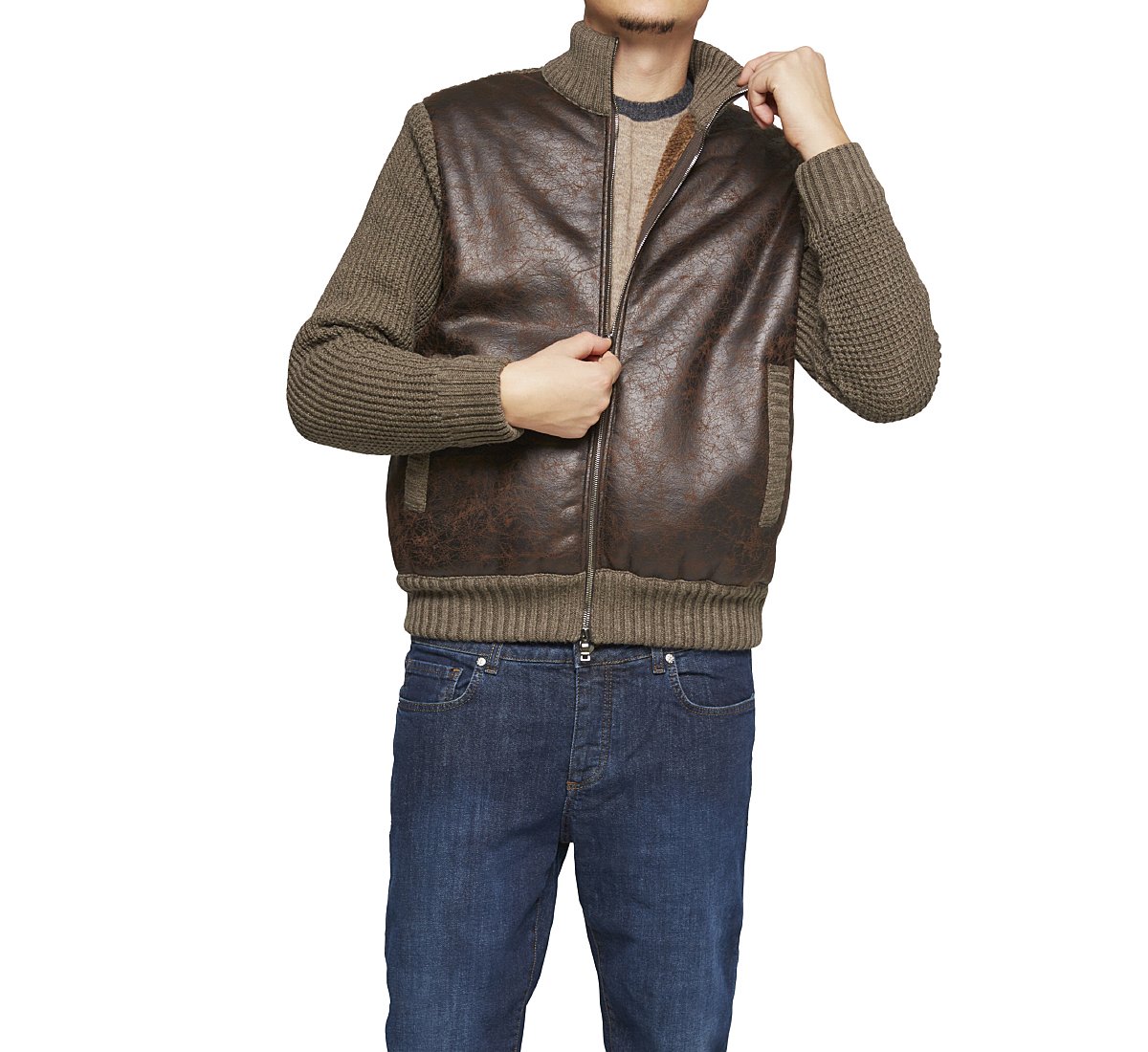 High neck cardigan in warm wool