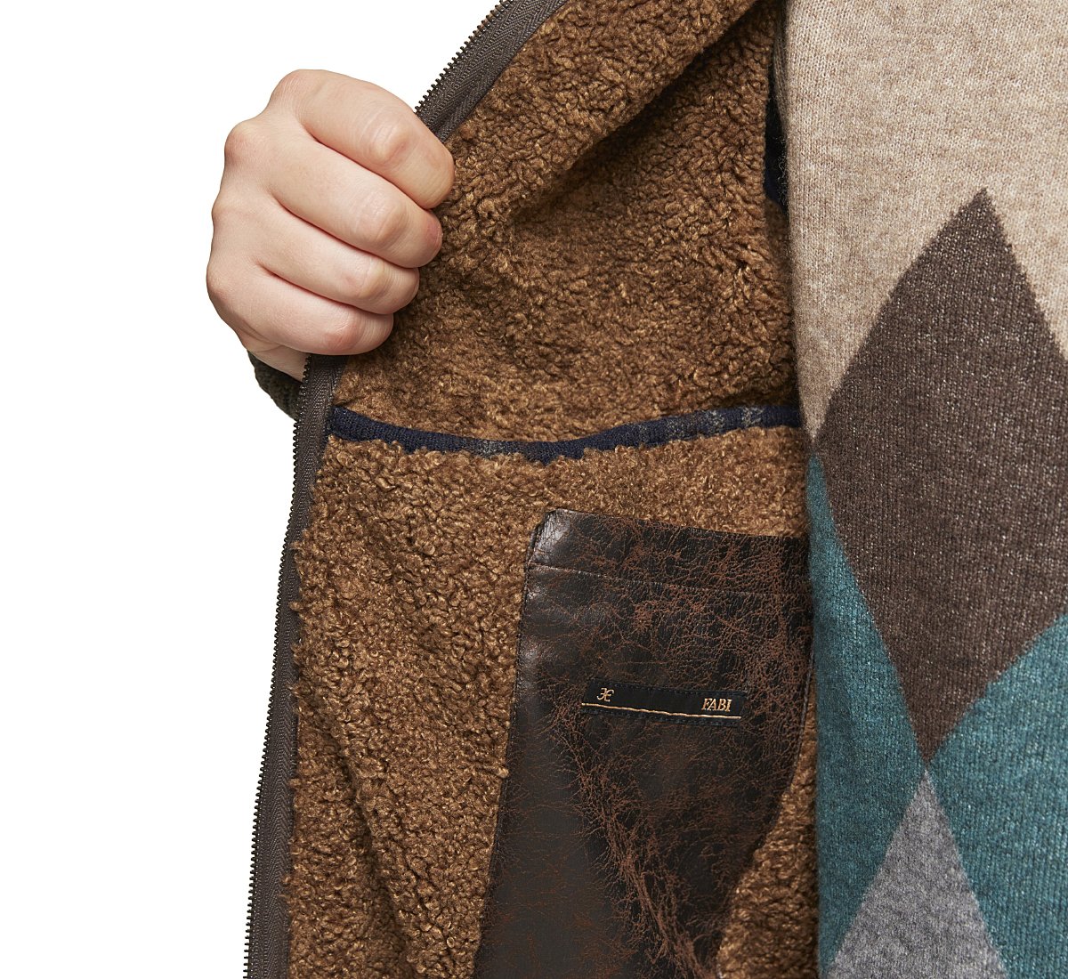 High neck cardigan in warm wool