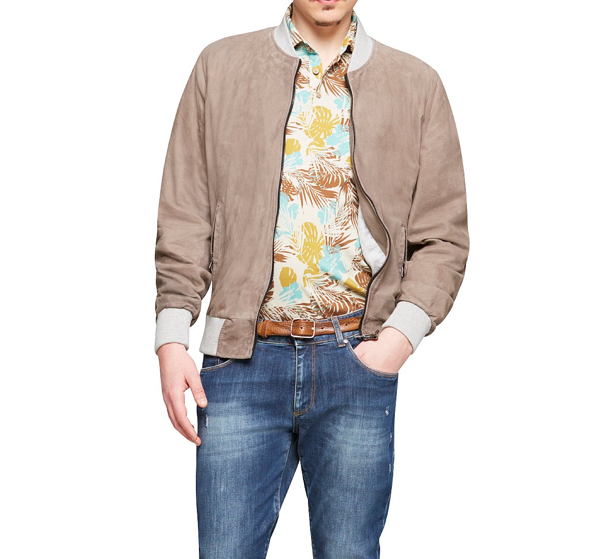 Giubbino in pelle scamosciata