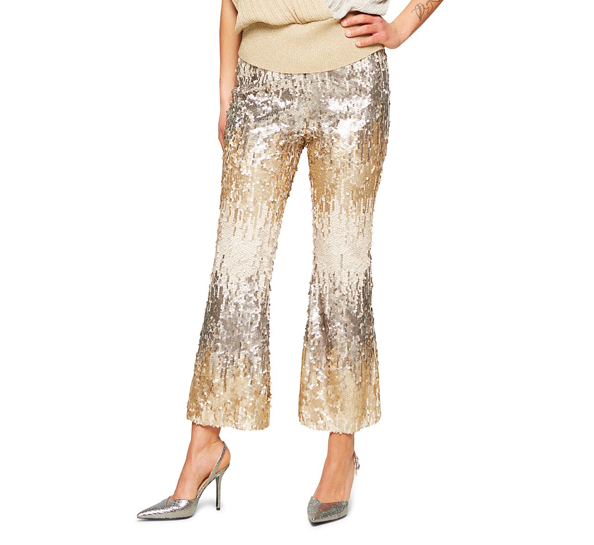 Flared fabric trousers