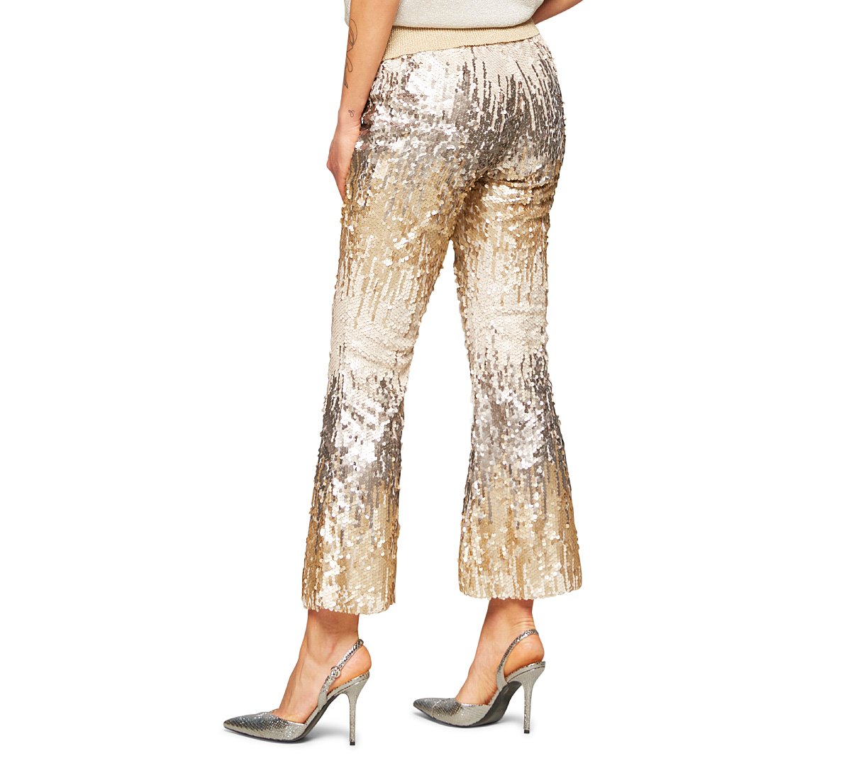 Flared fabric trousers
