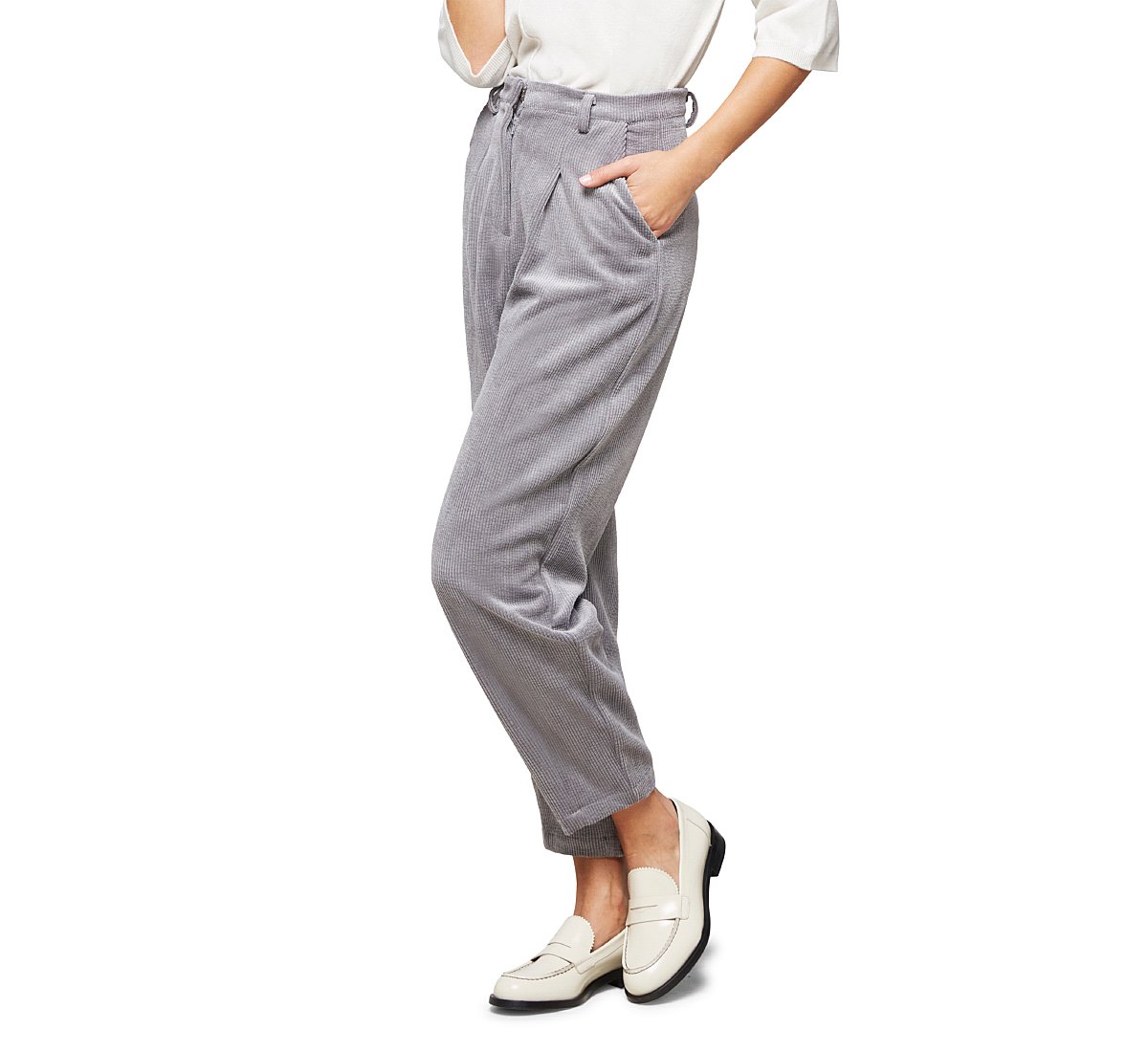 Oversized velvet trousers