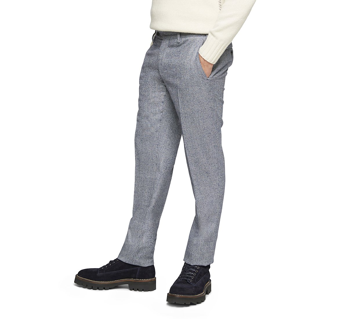 Pantaloni slim fit in lana vergine
