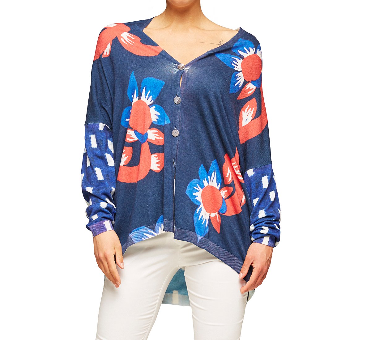 Cardigan extra large in cotone e viscosa