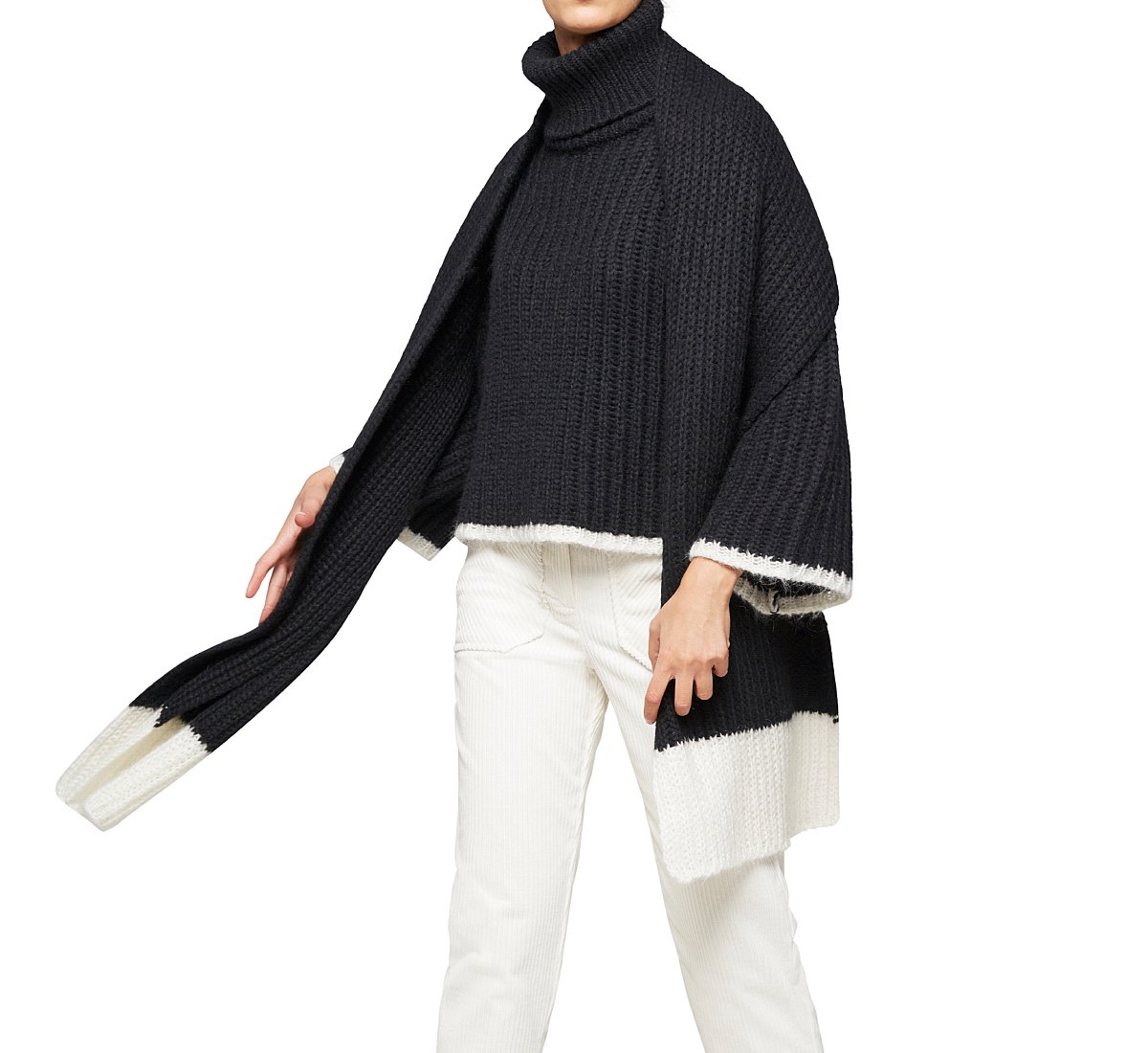 Cropped turtleneck sweater with brioche stitch