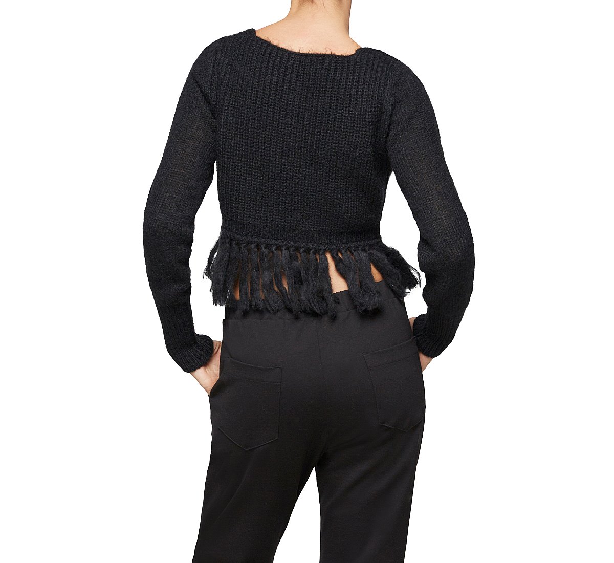 Cropped mohair blend sweater