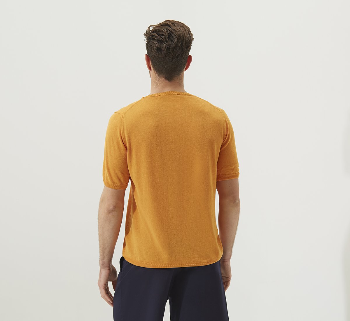 ORANGE JERSEY T-SHIRT WITH BUTTONS