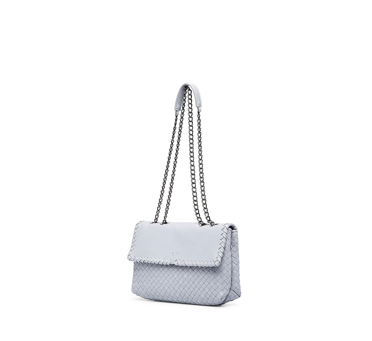 Leather bag with woven detail