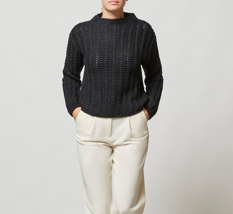 Cropped warm wool sweater