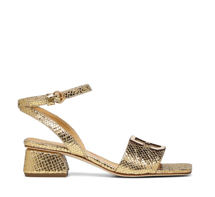 Calfskin sandals with reptile print