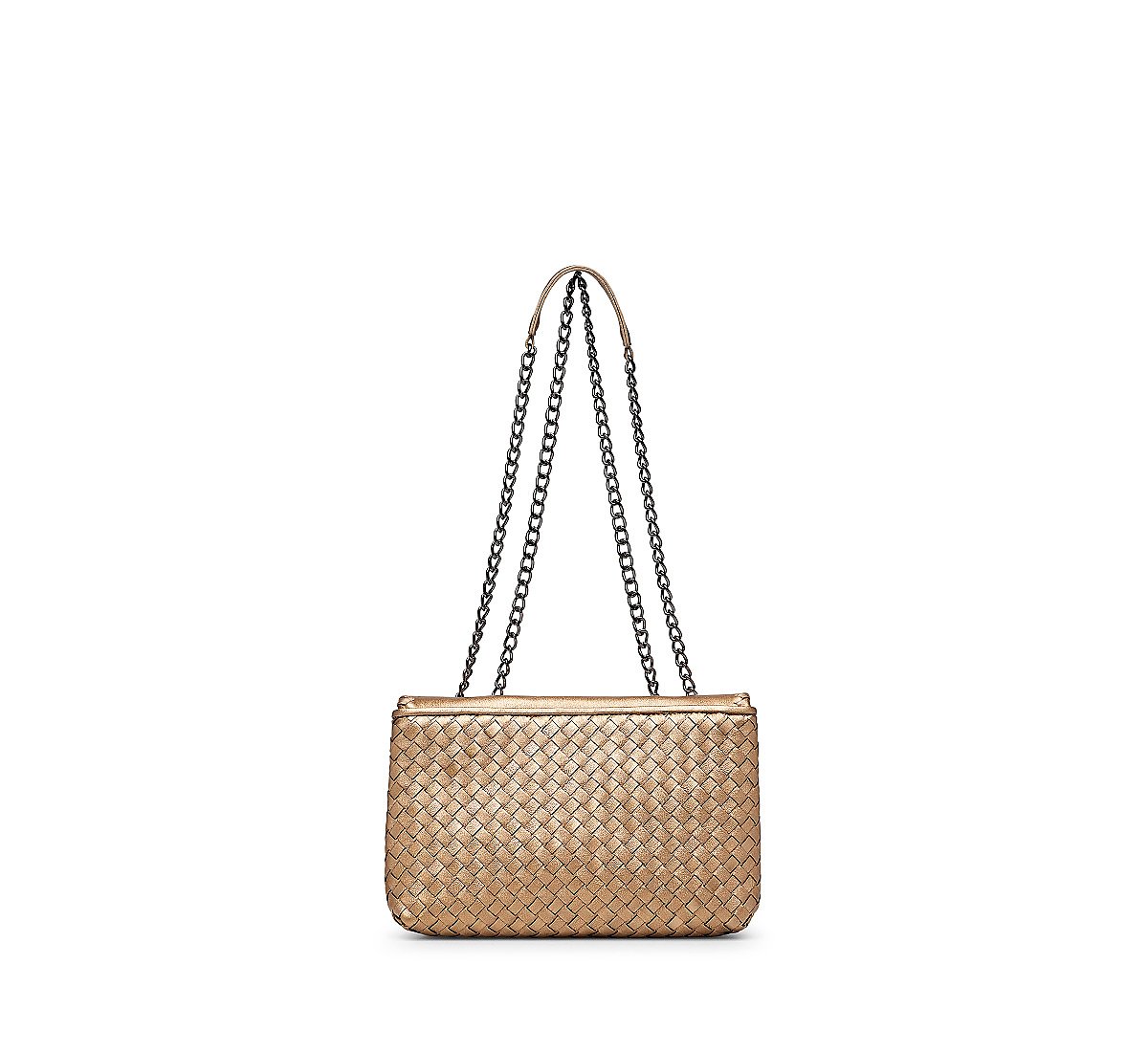 Leather bag with woven detail