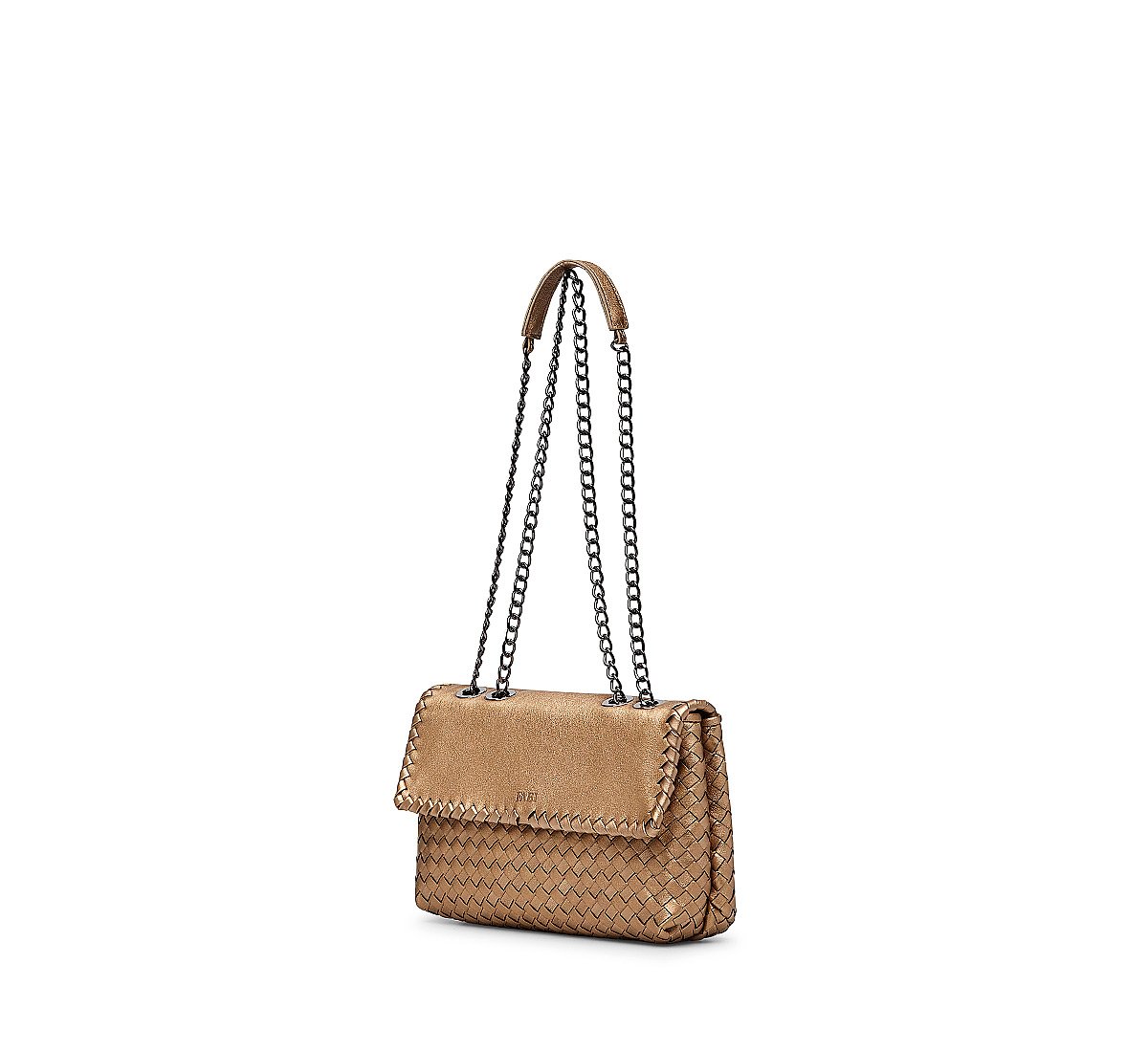 Leather bag with woven detail