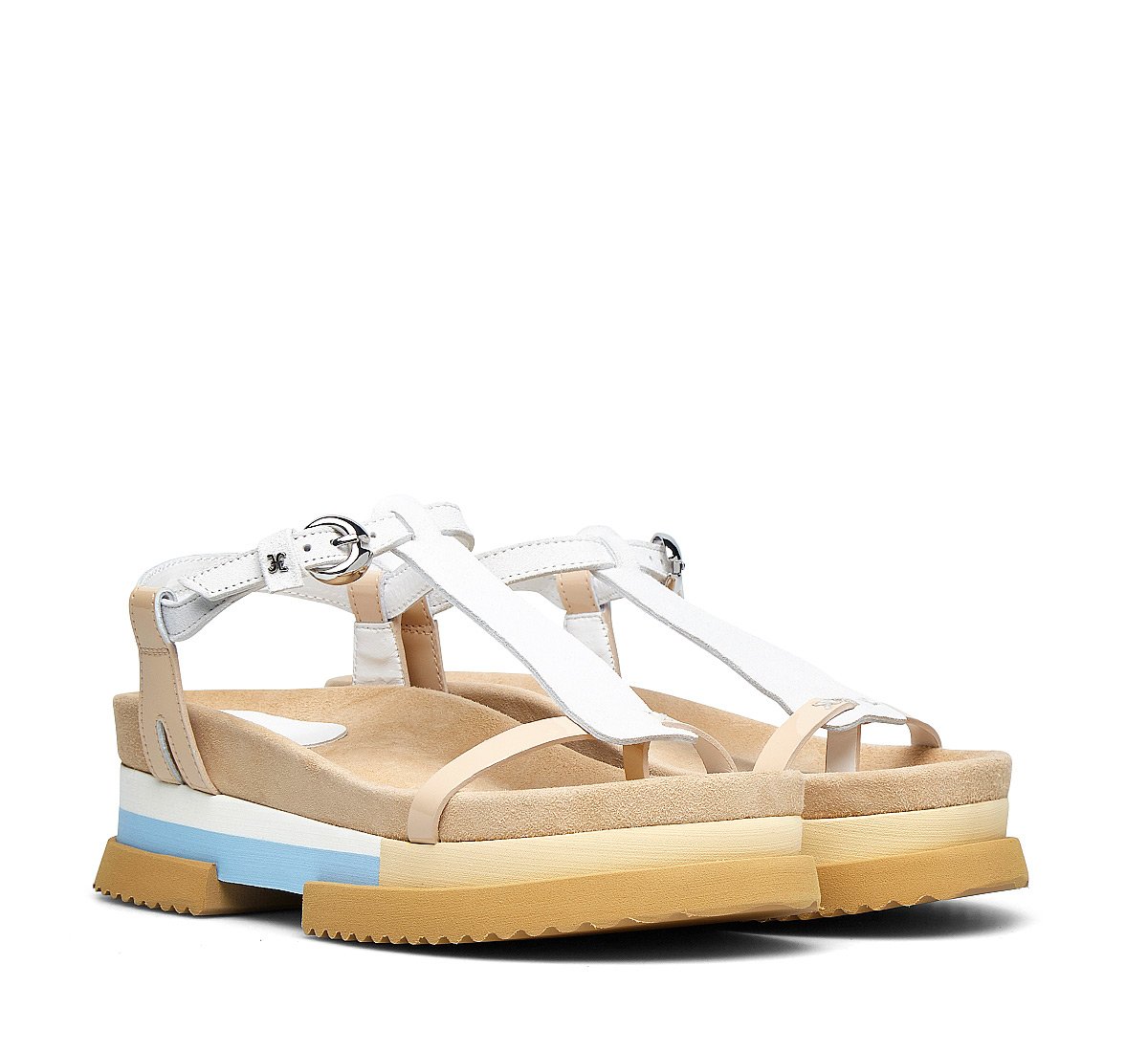 Suede and calfskin sandals