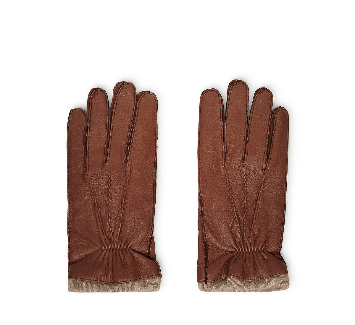 Кожаные перчатки с трикотажными манжетами