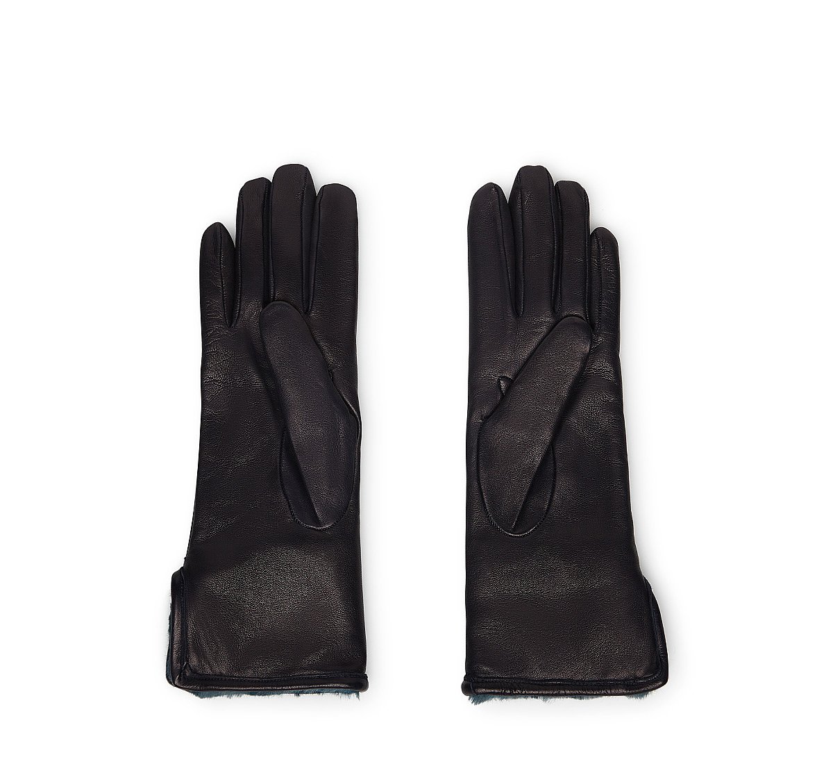 Черные перчатки с меховой отделкой