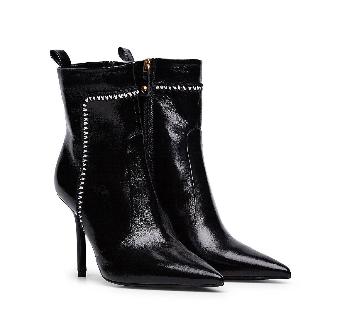 Polished leather ankle boot