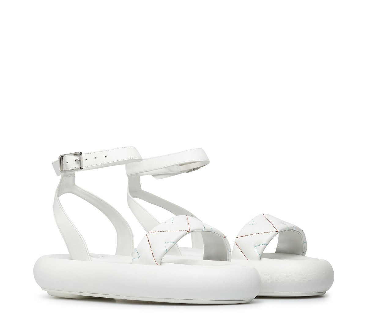 Leather sandals with platform sole