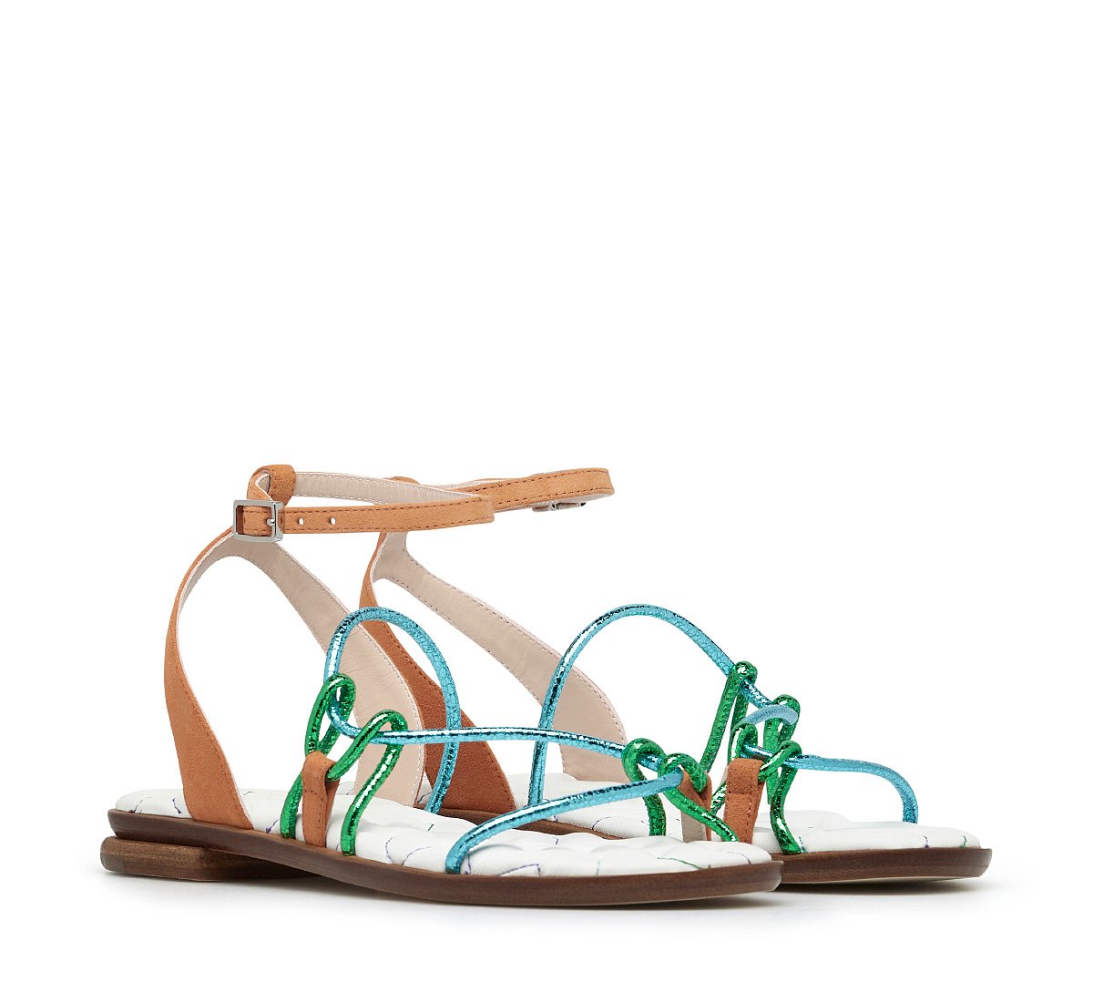 Sandals with laminated details