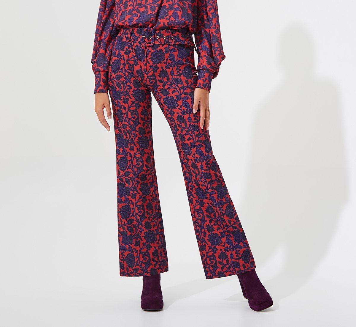 Patterned flared trousers