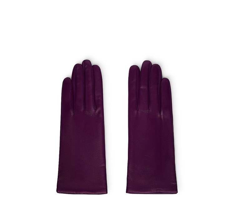 Фиолетовые кожаные перчатки