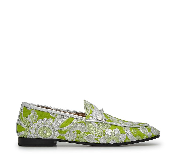 Loafer in embellished jacquard fabric