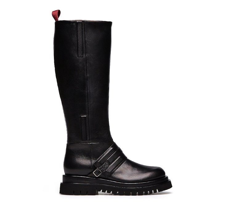 Nappa leather biker boots