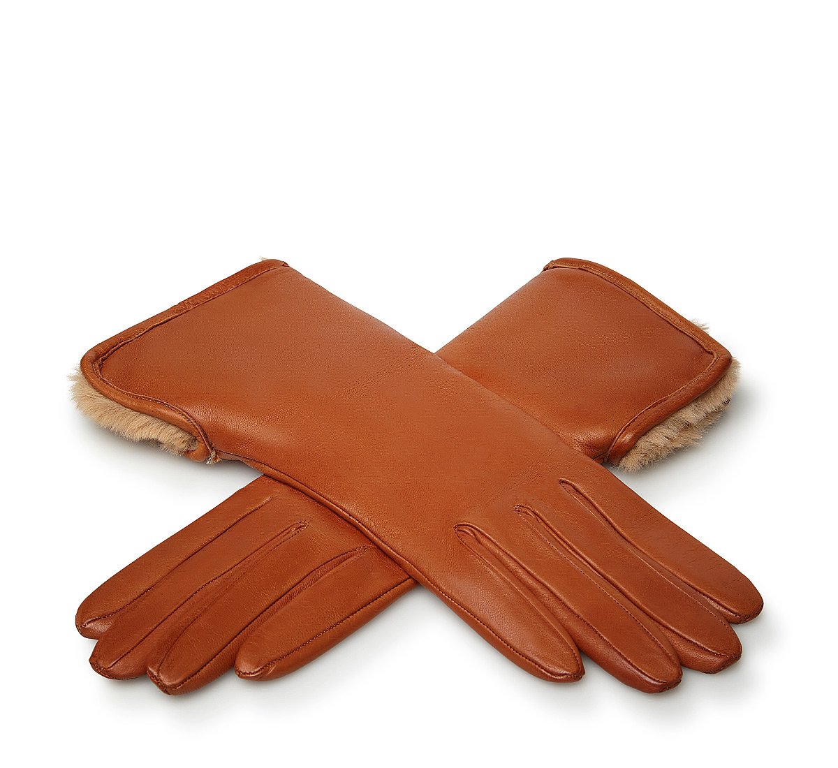 Коричневые перчатки с меховой отделкой