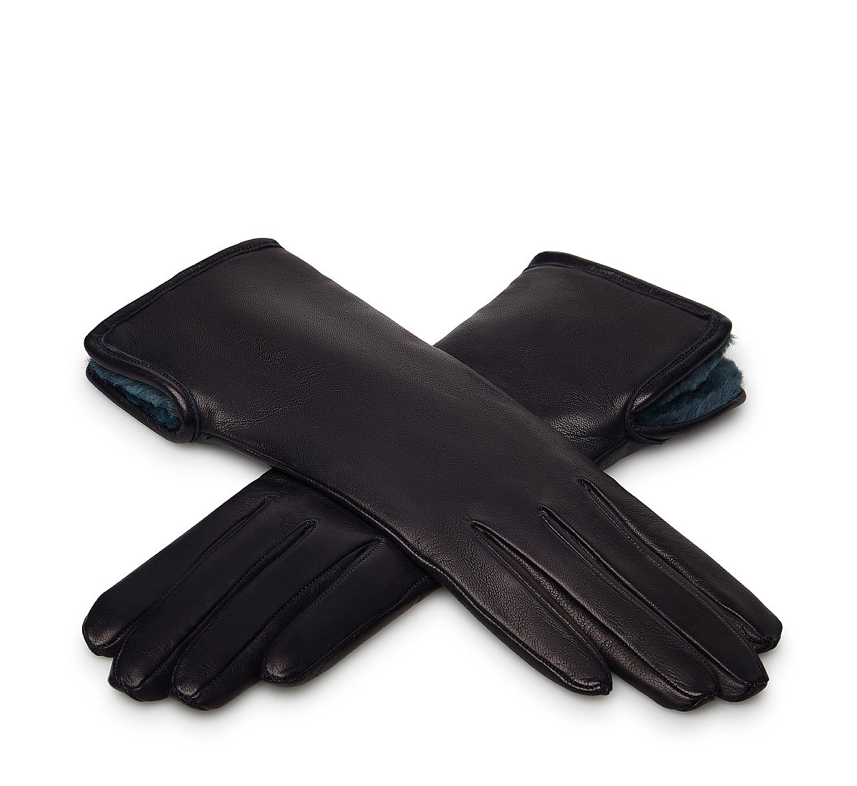 Черные перчатки с меховой отделкой
