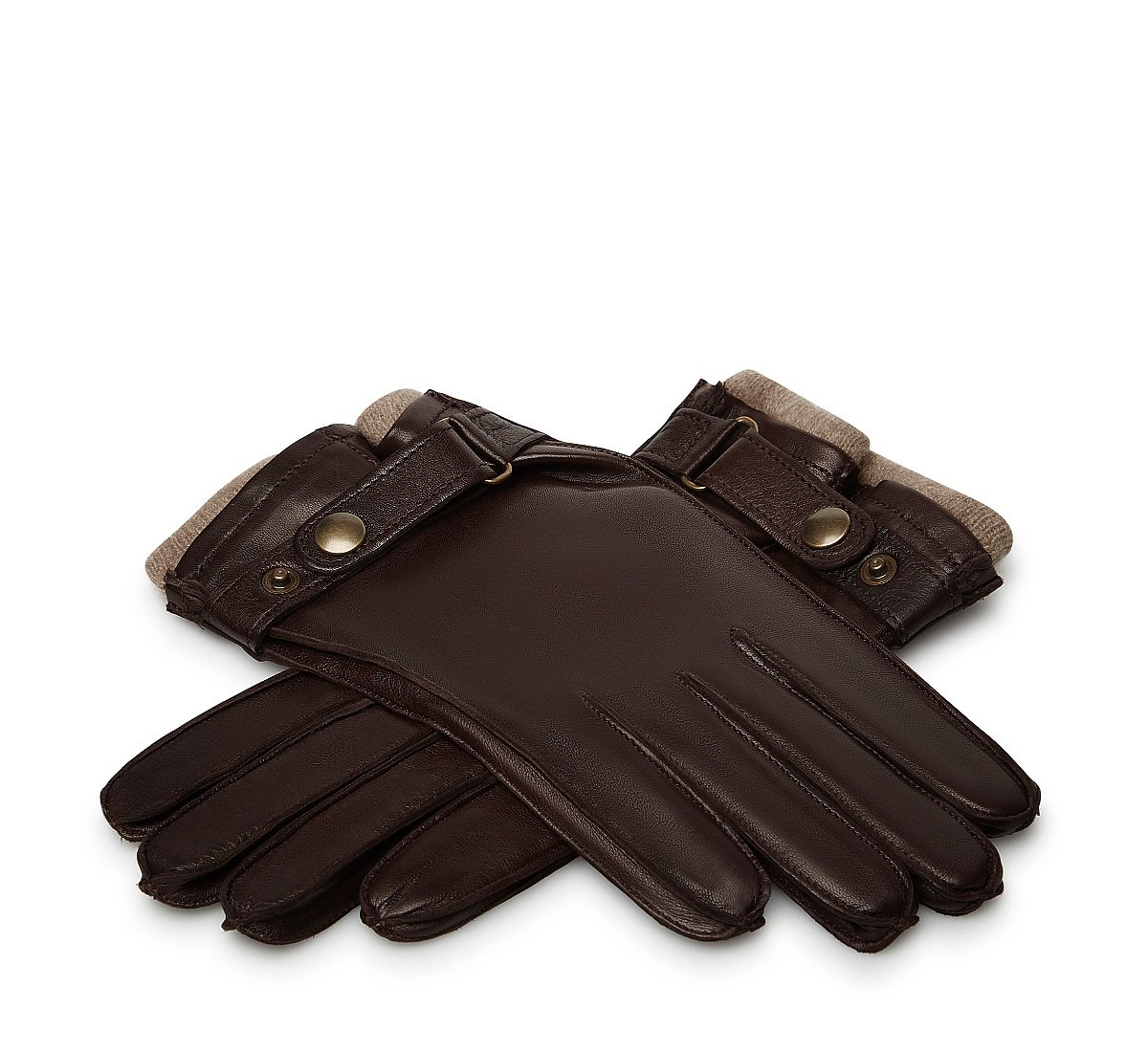 Brown gloves with strap
