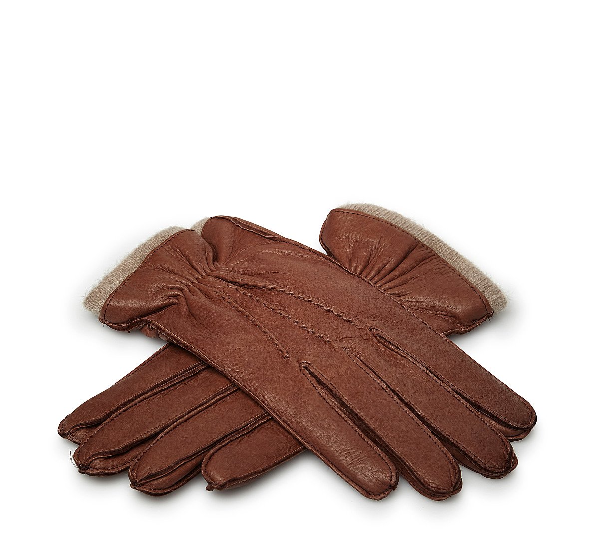 Leather gloves with jersey cuffs