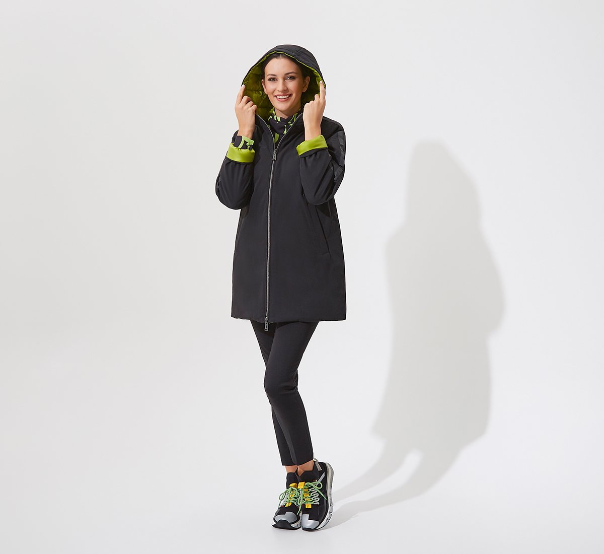 Green double-sided puffer coat