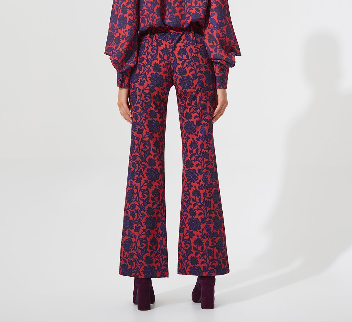 Patterned flared trousers