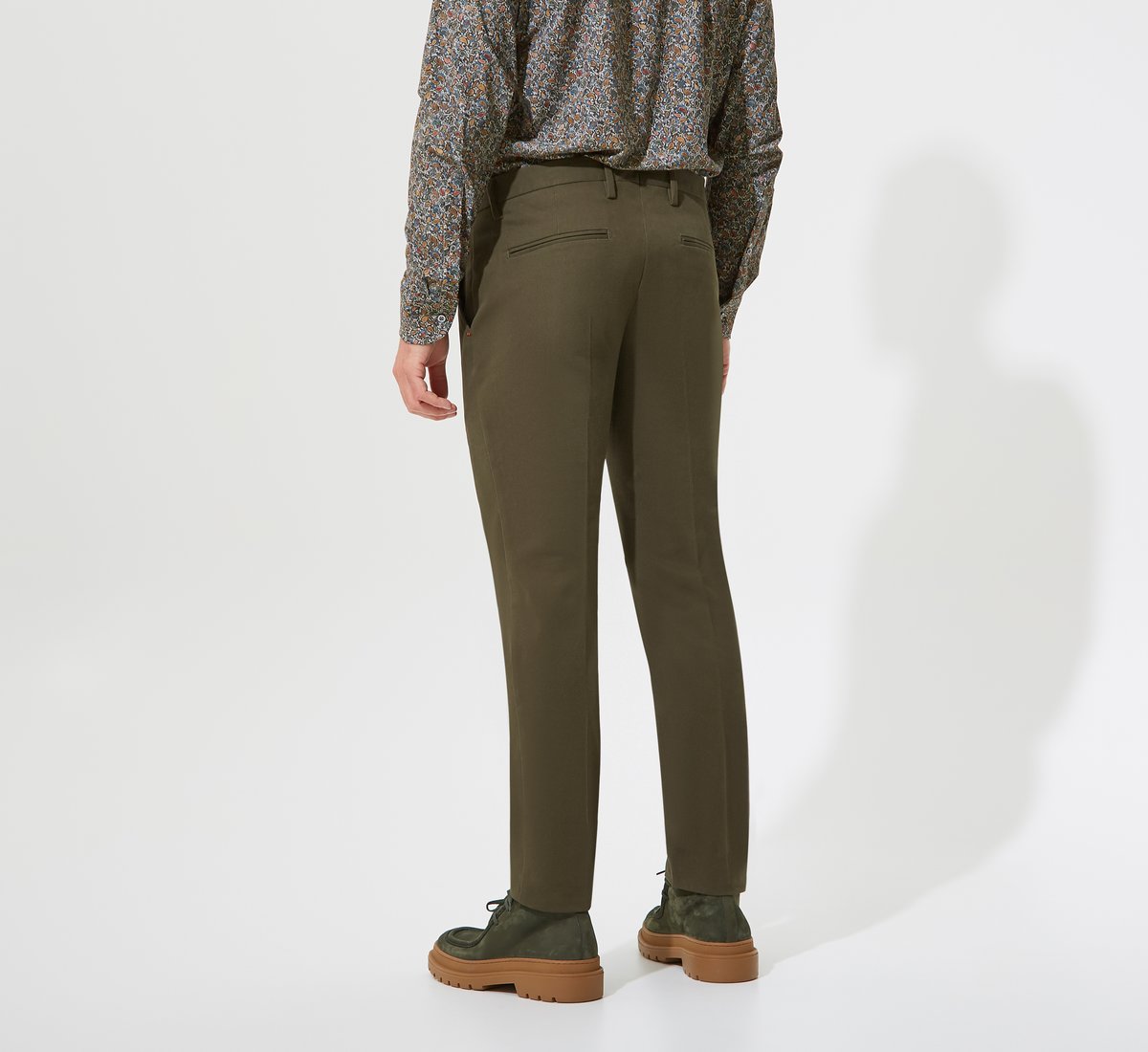 Green slim-fit trousers