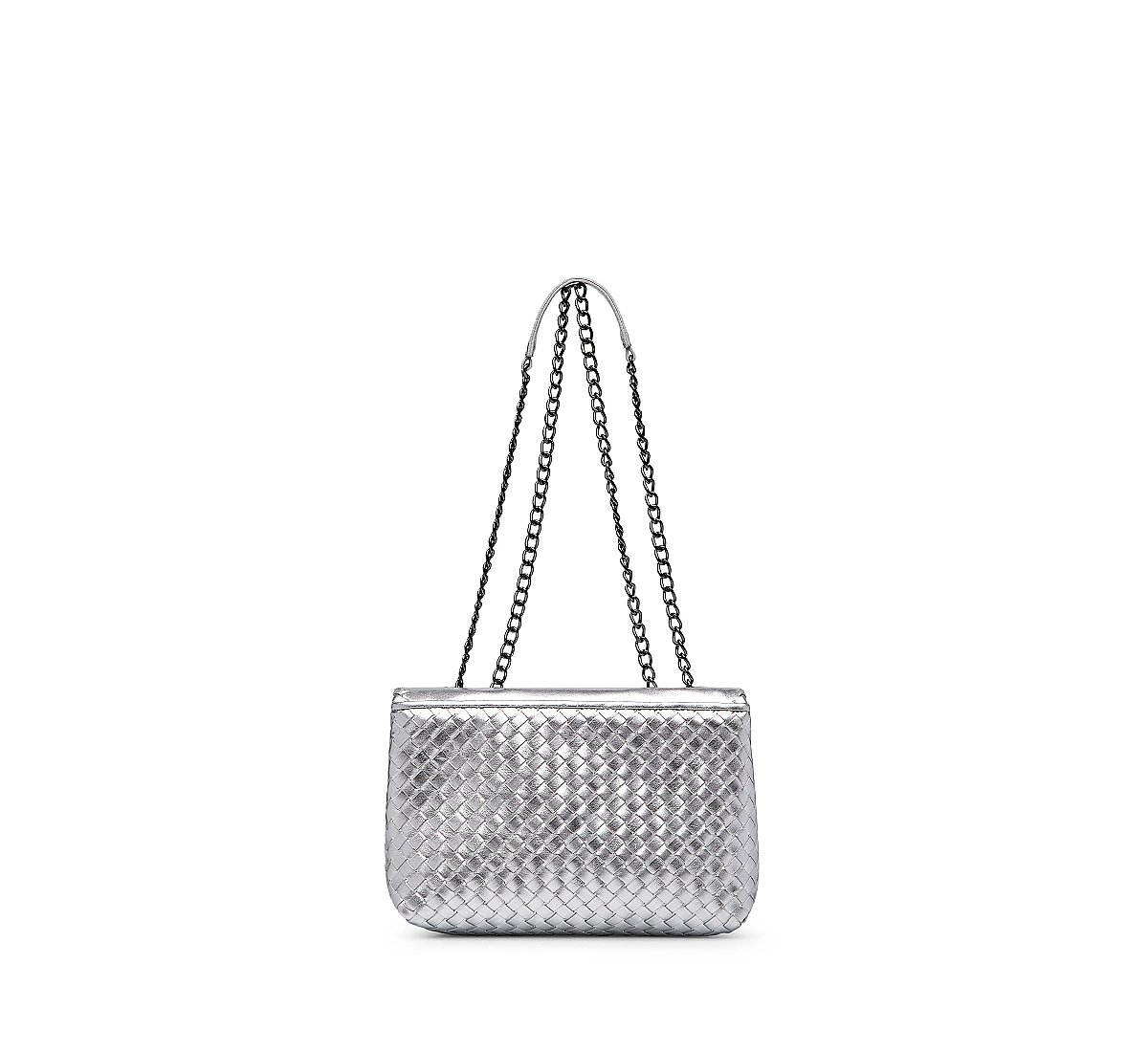 Borsa con intrecci in pelle