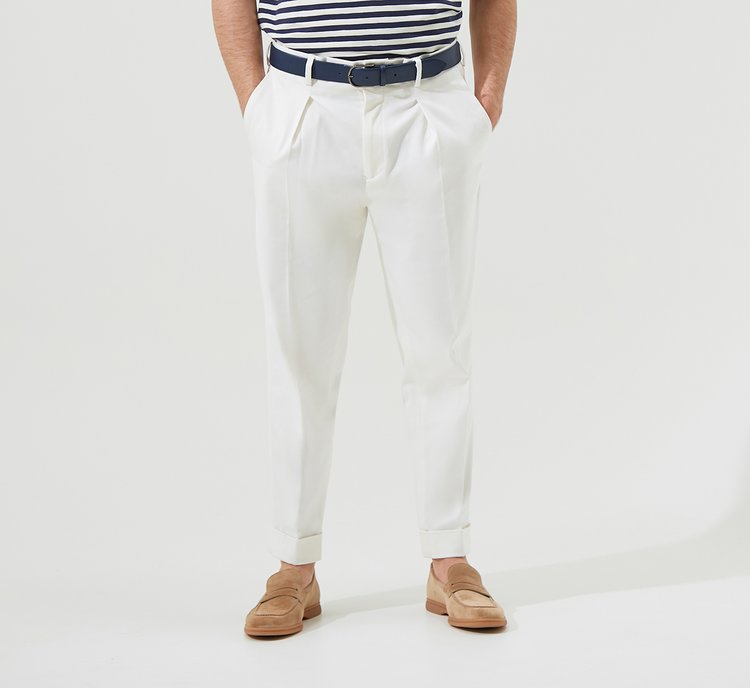 WHITE PENCE TROUSERS