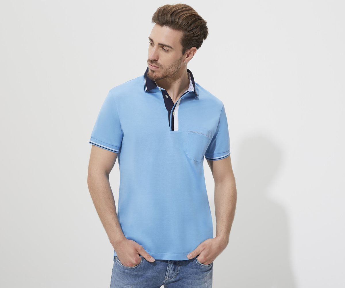 Polo shirt with contrasting patterns