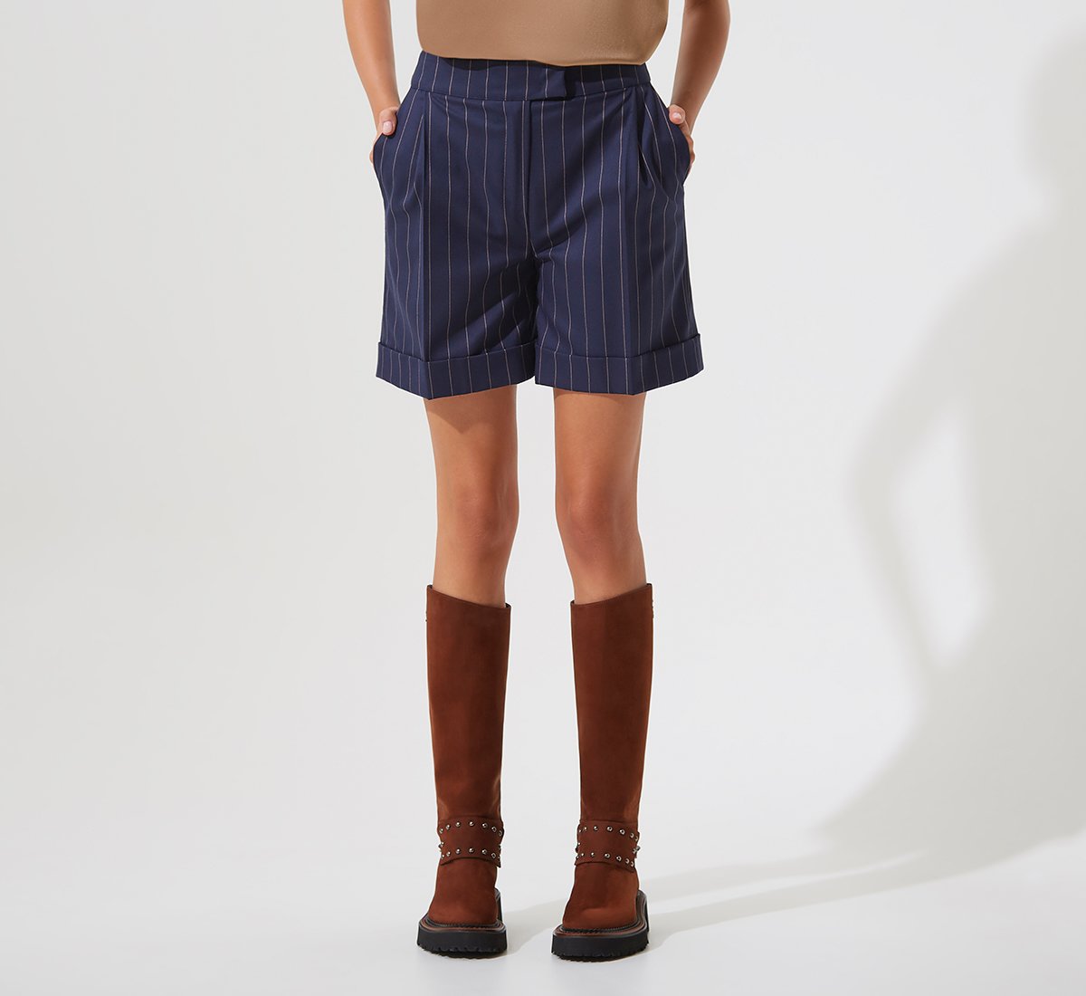 Blue pinstripe shorts
