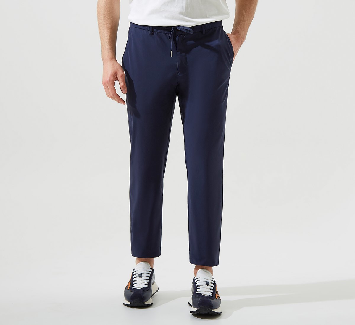 BLUE TROUSERS WITH ELASTIC WAIST