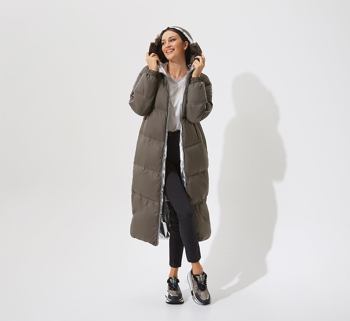 double-sided long puffer coat
