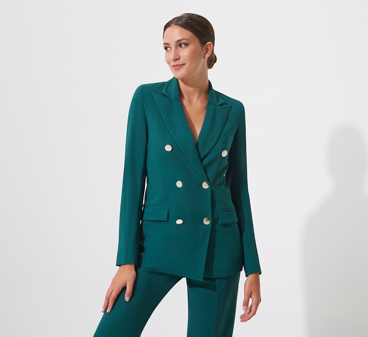 Green double-breasted jacket