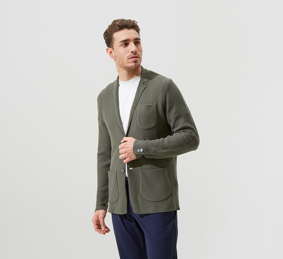 MILITARY GREEN KNITTED JACKET