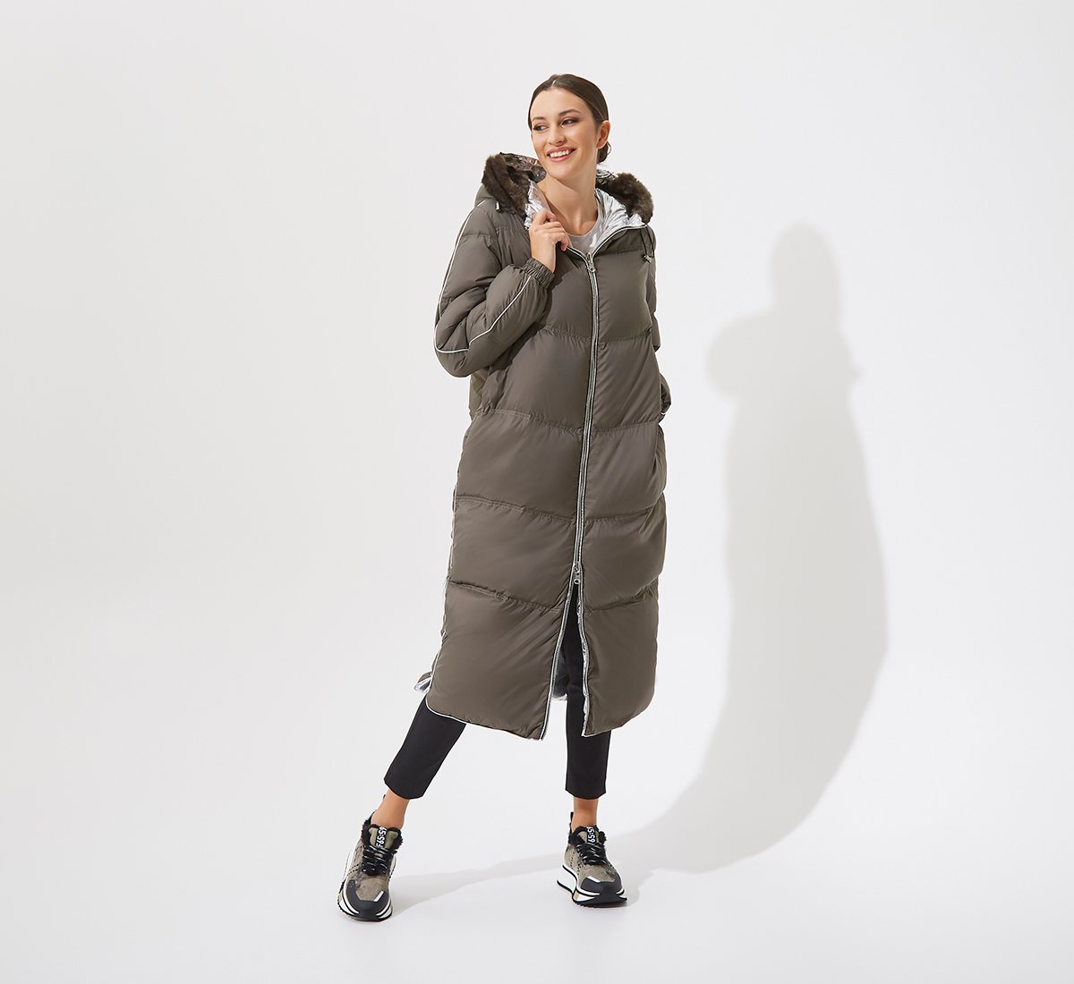 double-sided long puffer coat