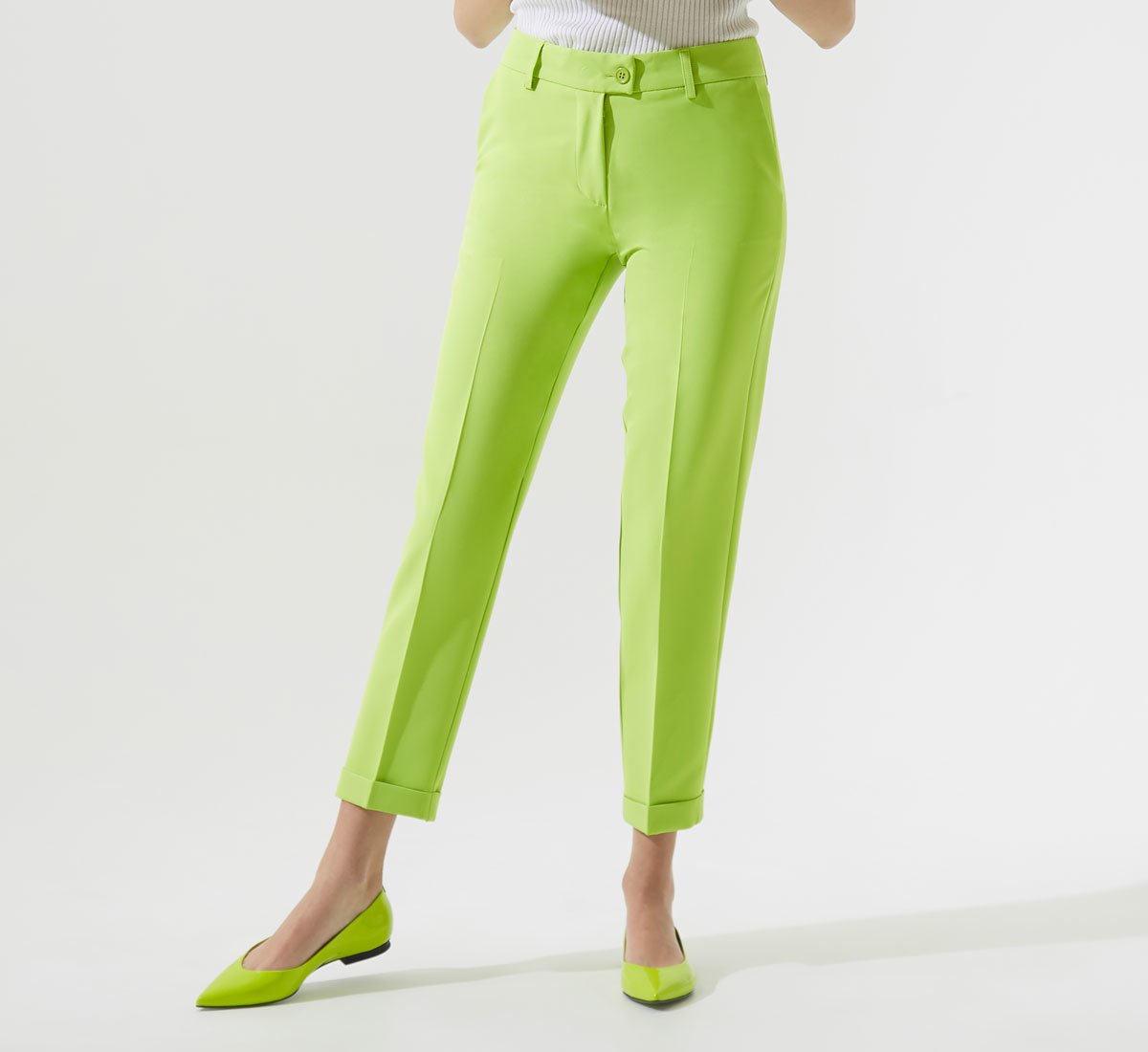 LIME STRAIGHT-LEG TROUSERS