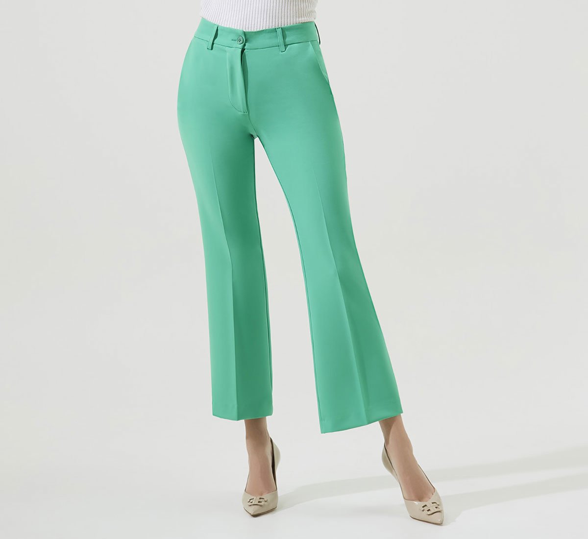 GREEN FLARED TROUSERS